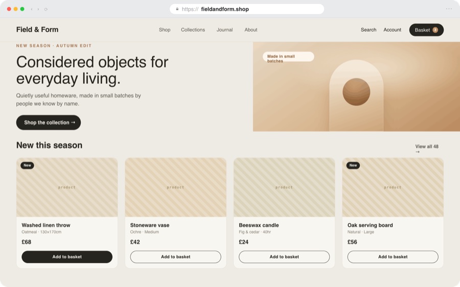 Example online store / e-commerce website design