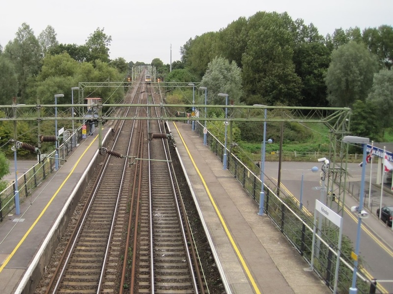 The site of Kelvedon Low Level station in 2012, the former railway land now overgrown and unrecognisable