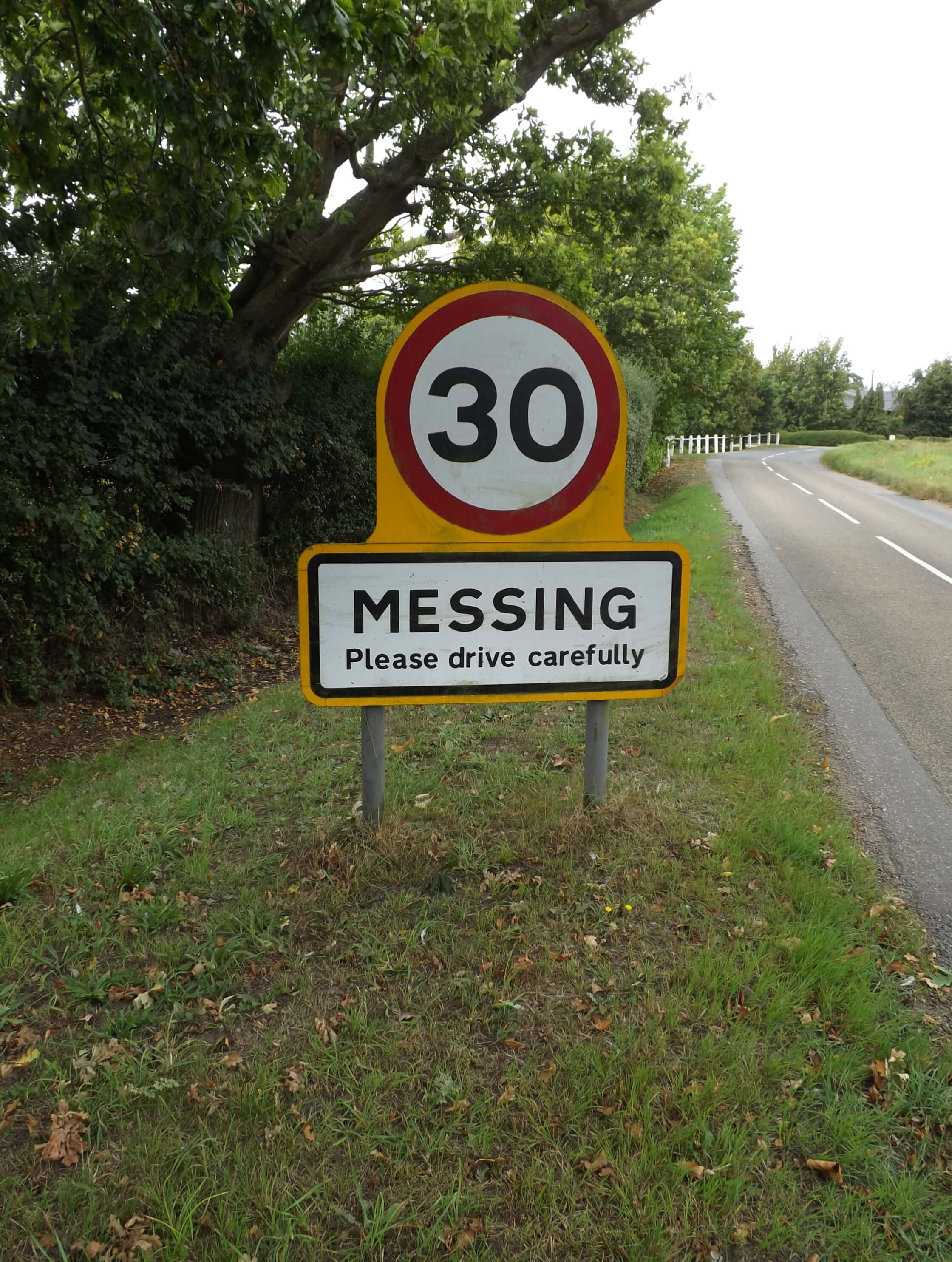 The Messing village name sign on Harborough Hall Road